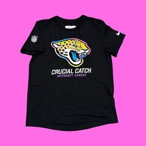 Nike Jacksonville Jaguars NFL Crucial Catch Intercept Cancer T-Shirt Women Small